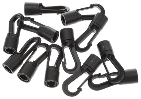 IWOWHERO 25 Ganci Neri in Plastica per Corda Elastica, Ganci Terminali per Cordini Ammortizzatori, Resistenti e Leggeri, per Fissaggio Tende e Merci, Set da 25 Pezzi per Uso Versatile