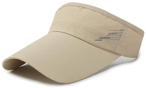 haetair Sports Sun Visor Hat - Quick Dry Breathable Mesh Running Cap Summer Sun Protection Open Top Lightweight Visor Cap Adjustable (Khaki)