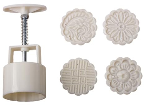 75 g Piece Moon Cake Mould Set as Moon Cake Mould for Making Moon Cake Yourself and Mamoul Shaper with Flower Mooncake Mould (E)