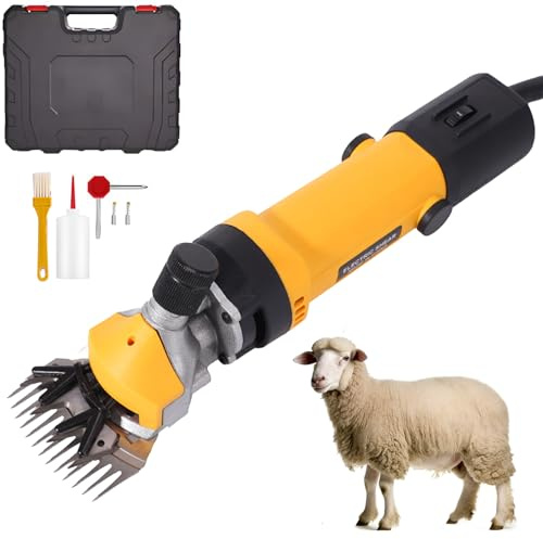 Esquiladora Eléctrica para Ovejas, Esquiladora 850W con Ajuste de 6 Velocidades & Cuchilla Profesional de 13 Dientes, Cuchilla de Acero Inoxidable Máquina de Esquilar para Cabras/Bovi Yellow 13 Teeth