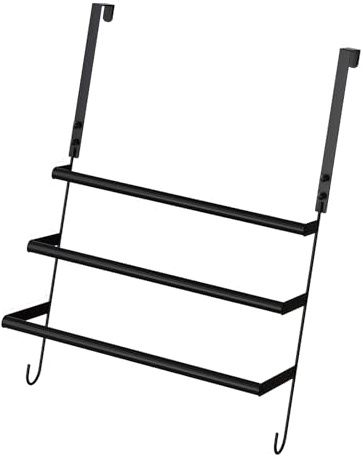 Extra lange 61 cm Badezimmer-Handtuchstange mit Haken, hängt sicher an jeder Tür, ohne Werkzeug oder Beschädigung, multifunktionaler Handtuchhaken