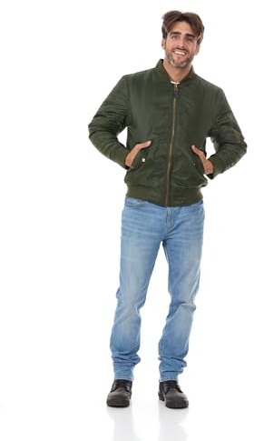 Bomber Jacket for Men, Flight Jackets Military style, Pilot Jacket - Olive - Lg