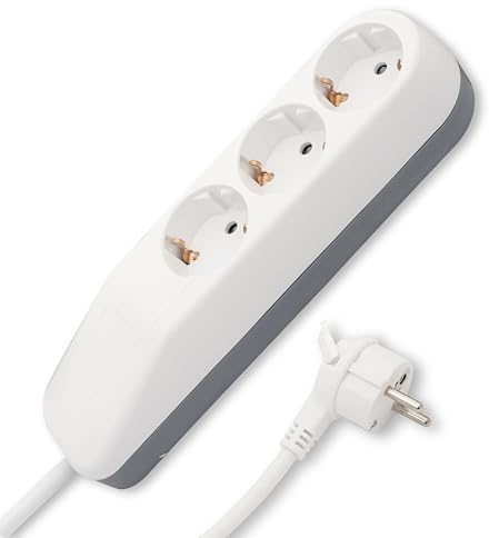 REV Ciabatta elettrica Ice – Design multipresa 3 prese, cavo 1,4 m, con spina piatta e cassaforte, max. 3680 W