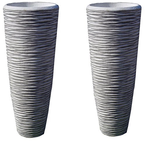 Antikes Wohndesign 2 x Amphore Vasen Set Steinvase Blumenkübel Torvasen Amphorenvase Türvasen Blumenkübel