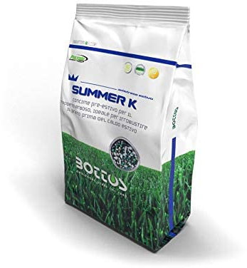 Bottos SUMMER K, Concime Fertilizzante pre-estivo e pre-invernale per Tappeto erboso, Antistress efficace per il prato(dose per 400mq), 10Kg
