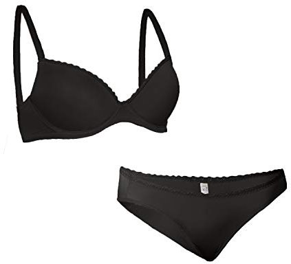 Selene Completo Intimo Reggiseno Push up Coppa B con Slip Art. Nuria (6, Nero)