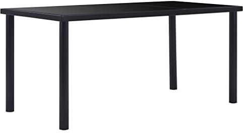 vidaXL Eettafel 160x80x75 cm gehard glas zwart