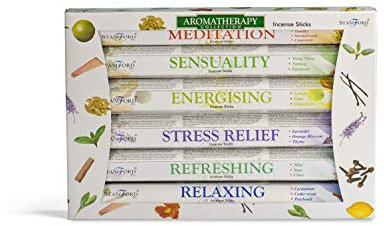 Stamford INC. 37322 Premium Aromatherapy Hex Range Sticks-Relaxing, Stress Relief, Meditation, Refreshing, Sensuality & Energising Incense Gift Pack, Black, One Size
