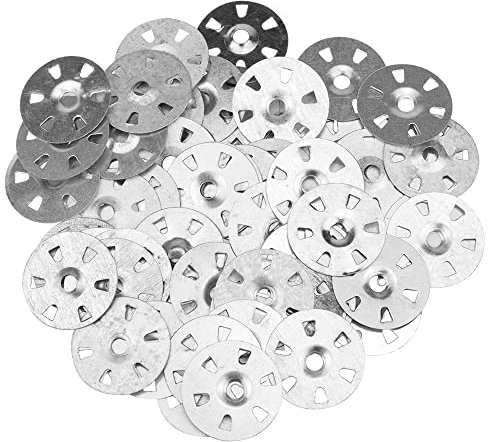 ComPDCVD 100 Stück Unterlegscheiben Fliesenträger 35mm Durchmesser Verzinkter Stahl-Isolierung Thermoplatte Feste Nageldichtungen Dämmstoffteller Unterlegscheiben für Gipskartonplatten Verbundplatten