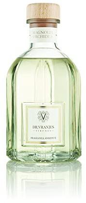 Dr. Vranjes – Magnolia Orchidea 250 ml Diffuser + Doppelpack weiße Sticks (3 Stück) – Luxuriöser Raumduft, Made in Italy, Hauptduft Floral: Magnolie und Orchidee (250 ml)