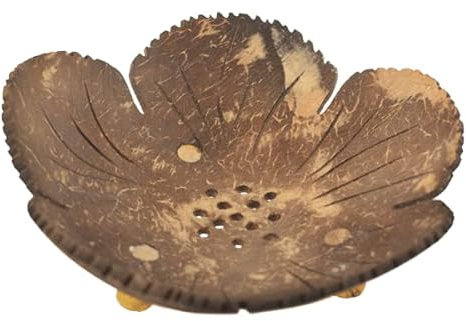 BODHI® Ciotola in legno di cocco, con fiore in legno, fatta a mano in Thailandia