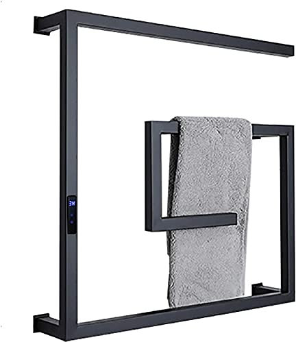 Scaldasalviette elettrico, scaldasalviette elettrico in acciaio inox 304 a basso consumo energetico, scaldasalviette nero montato a parete per bagno con funzione timer/controllo temperatura, plug-in (