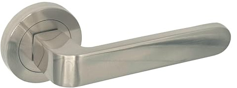 Micel - 01011 - Set di maniglia con rosetta (50 mm) e maniglia piatta, finitura nichel satinato, colore argento, 126 x 50 x 48 mm