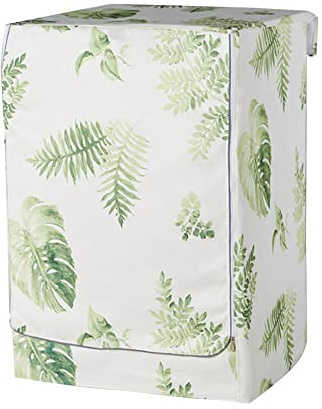 Odot Washer Dustproof Cover Front Load, Washing Machine Dryer Protector Sunscreen Waterproof Tumble Dryer Case Protective Cover for Most Front Loadi (cyan leaf,L)