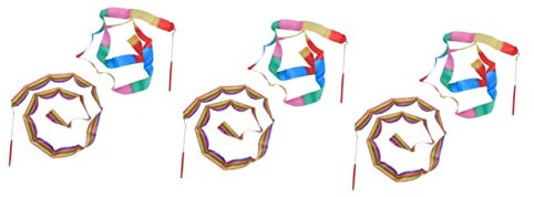 Garneck 3er-Set Gymnastik-luftschlangen Für Jungen Und Mädchen Tanzbänder 2 M Bunt Rhythmische Kunst Mit Stange Für Das Training 2 Stück X 3