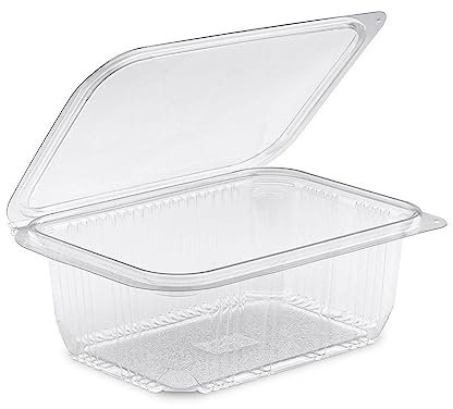Générique 50 barquettes fraicheur à charnière 750 cc en plastique PET pour salade et aliments froids