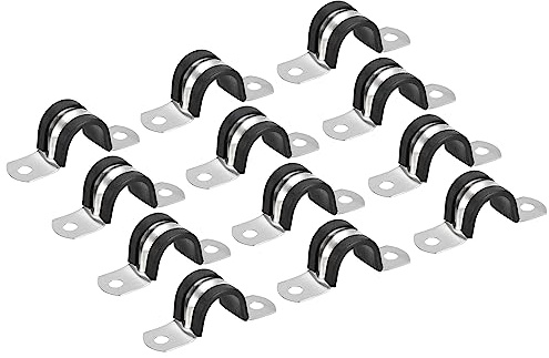 sourcing map 22Stk 18mm(3/4) Rohrschellen Kabel Klemme Gummi Leitung Riemen Gummi Gepolstert 304 Edelstahl Schlauch Klemme U Form Metall Klemme Rohr Halter für Rohr Leitung Draht