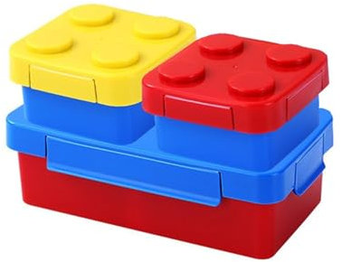 alouweekuky Lunch Box con Mattoncini Divertenti per Bambini - Lunchbox con Scomparti da 1150 ml, Scatola per Merenda Anti-Perdite per Scuola, Picnic e Parchi (Blu-A)