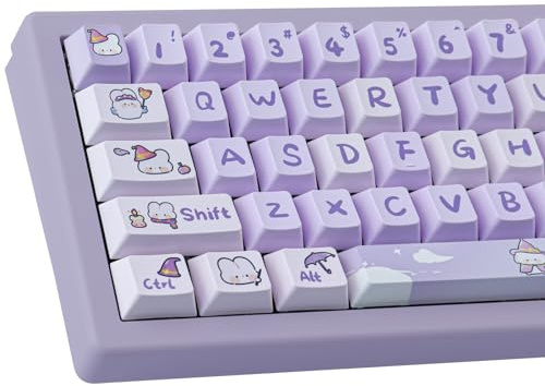 PBT Magic Bunny Keycaps - 146 Keys, Cherry Profile, Custom, Purple, Dye-Sublimation, Cute, for Cherry & Gateron MX Switches