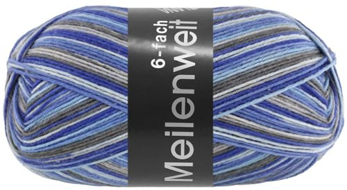 LANA GROSSA Meilenweit 6-fach 150 | 6-fädiger Sockenklassiker, waschmaschinenfest | Handstrickgarn 80% Schurwolle & 20% Polyamid | 150g Wolle zum Stricken & Häkeln | 390m Garn FB9603