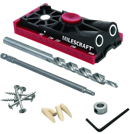 Milescraft 1331 Pocket Jig 200 ST – Komplettes Taschenloch/Pockethole Jig Kit-System. Bohrhilfe für Holzverbindungen. Eine einfach zu bedienende Taschenloch-Bohrführung