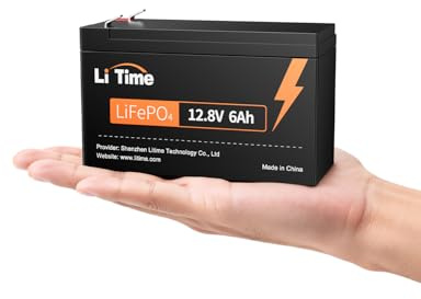 LiTime 12V 6Ah LiFePO4 Batería, 12V Batería Litio Recargable con BMS, 4000+ Ciclos Profundos, Baja Autodescarga para Buscador de Peces, Luz Led, Cámara de Vigilancia, Juguetes, Camping