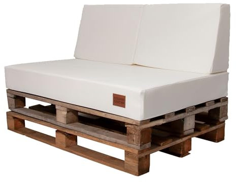 GoldenGroup Gartenset Kissen für Palettenmöbel Weiß - Eco-Leder Sofakissen - wasserdichte Kissen Outdoor - Sitzkissen 120cm x 65cm x 10cm und 120cm x 40cm x 10/20cm Rückenkissen