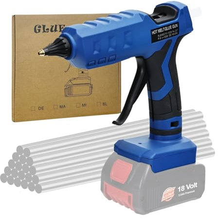 Hot Glue Gun 50W Cordless Hot Melt Glue Gun for 18V/20V Li-ion Battery Electric Repair Tool 7inches Quick Preheat for DIY/Crafts for DIY Craft Projects and Home Quick Repairs