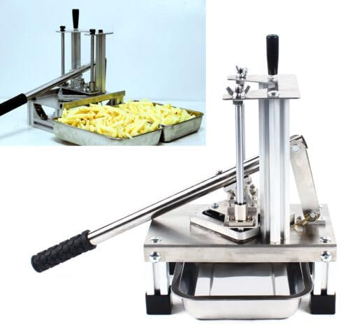 DSYOGX Cortador de patatas, cortador de patatas fritas de acero inoxidable con 3 cuchillas (7 mm, 10 mm, 14 mm), cortador de verduras para cortar todo tipo de frutas y verduras, color plateado