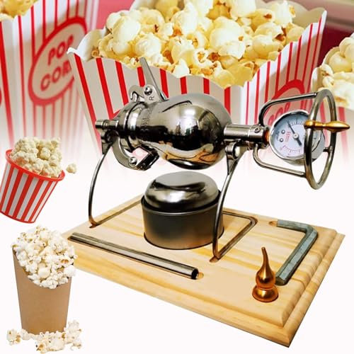WDDEYYDS 300ml Popcornmaschine Retro Popcorn Maker mit Manometer Edelstahl-Popcorn-Popper Mini- Popcorn Maschine für Heimkino-Abend