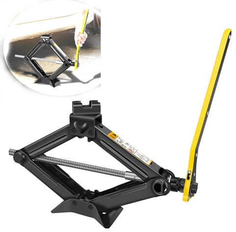 VickyHome Universal Scissor Jack 2 Ton Car Jacks Heavy Duty Crank Trolley Lift Jack, Hand Spare Tire Repair Tool Kit Portable Emergency Tire Change Kit, Max Height 15.35 inches