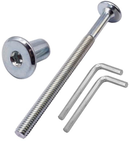 SKIR'CO (25 Stück) Gelenk verbindungsbolzen aus verzinktem Stahl M6 x 80 mm mit Muttern, Möbelverbindungsbolzen, Verbindungsschrauben