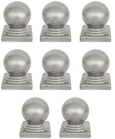 Kugelzaun-Endstücke, Zaunpfostenkappen, Zaunpfostenkappen, 8X Metall-Zaunpfostenkappe, dekorative Pfostenkappe, runde Zaunpfostenkappe, mehrere Größen und silberne Kugelkappen (Größe: 25 x 25 mm) (Si