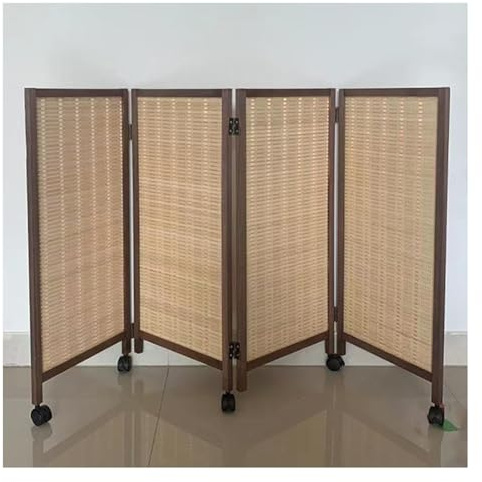 pujindu Room Divider, Freestanding Short Folding Privacy Screen, 3/4/5/6/7/8 Panel Wall Dividers, Indoor Movable Protective Separator Partition(Color:Light brown,Size:15.7x39.4in-3pcs)