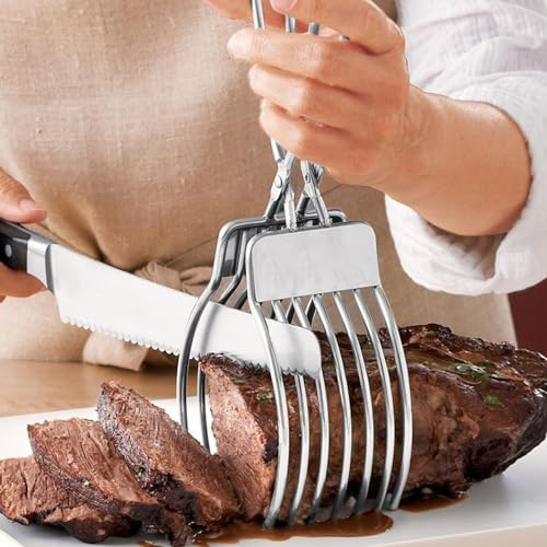 Supporto per cipolla per affettare | Morsetto manuale per pane | Pinza per arrostire verdure in acciaio inox pinze per affettare carne utensili da cucina multifunzione per arrosto di manzo per pane
