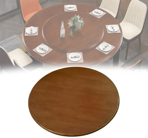 Holz Lazy Susan Drehteller Esstisch 360° Drehplatte Mit Silent Base, Runde Drehbare ServierPlatte, Großer Drehscheibe, Sicherheit Der Nutzung(Walnut-B,90cm/35in)