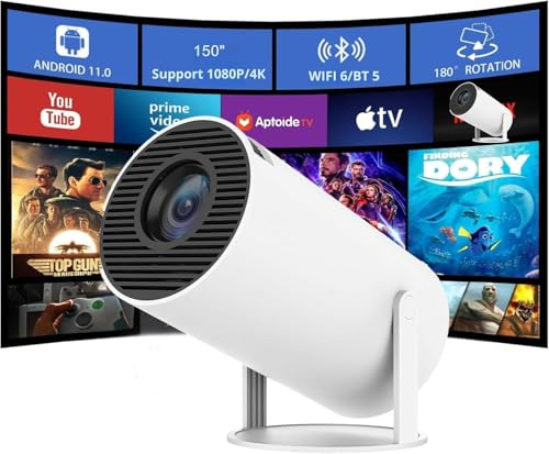 Mini Projector - Portable Projector with WiFi 6 & Bluetooth 5.2, 4k Projectors with Native 1080P & 4K Support, 180°Rotatable Auto Correction Projectors, HDMI/USB/PS5/Smartphone/Laptop Compatibility ﻿