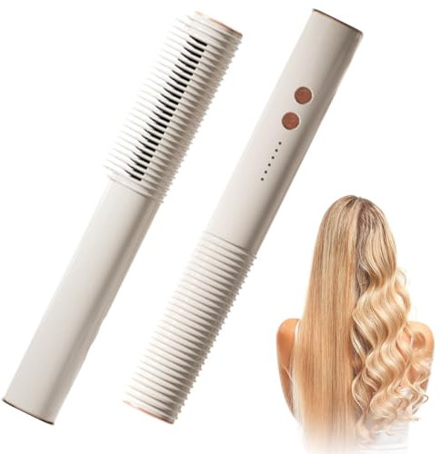 Euakee 2 in 1 Spazzola Lisciante e Arricciare per Capelli, Piastra per Capelli Professionale Agli Ioni, Tecnologia di Riscaldamento in Ceramica PTC, 5 Temperature, 140°C-200°C, Anti-Scottatura