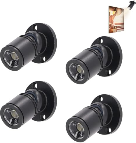 Gsycle 4 Stück LED-Display-Spot-Lichter, 5 V, dimmbar, USB-Mini-Strahler für Schmuck, Vitrine, Veranda, Eingangsbereich (Warmes Licht)