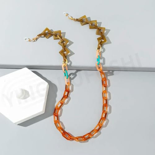 FUPOHUA Brillenkette, bunt, gemischt, Acryl, zum Aufhängen am Hals, Brillenseil, Brillenkette, geometrisch, Anti-Verlust-Sonnenbrillenkettenhalter