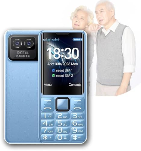 OZMDXKJ Teléfono Móvil 4G Seniors, Teléfono Móvil Botón Grande con Función SOS+Teléfonos Móviles BáSicos Doble SIM+2.4 '' HD Display+One Boton Linterna Mobile Teléfono Móvil,Blue