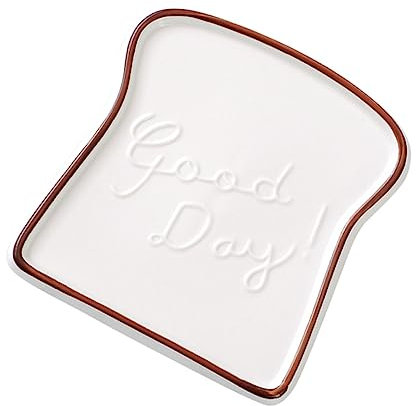 TOPBATHY Piatto in Ceramica Forma Di Toast Per Pane e Dessert Porcellana Robusta Lavabile in Lavastoviglie e Microonde Per Colazioni Feste e Ristoranti