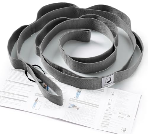 Slim panda yoga rem, yoga band för töjning med 10 slingor för töjning och stretching, yoga stretchbälte perfekt för fitness pilates sjukgymnastik