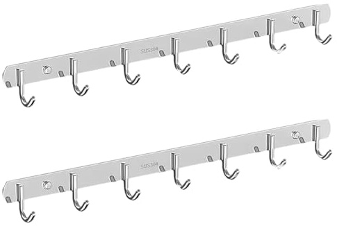 Cammeciso Barra de Cocina para Colgar Utensilios de Cocina,Colgador Utensilios Cocina con Ganchos,Estante para Ganchos de Cocina,Barra de Colgar para la Cocina,para Cocina,baño y Dormitorio