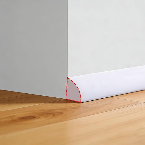 Flexible Quarter Round Molding Trim Self Adhesive, Rubber Caulk Strip Tape Seal Strip for Floor,Bathroom, Bathtub,Tile Edge (White, 2 Meters)