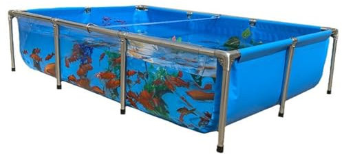 Piscina Acquario Rettangolare Fuori Terra, Laghetto Stagno per Koi Pesci Pieghevole, Grande Acquario in Tela di PVC con Finestra di Visualizzazione Trasparente per Interno/Esterno(200x150x60 cm)