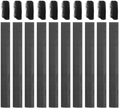 sourcing map Willow Charcoal Sticks, 14-16mm Willow Charcoal Pencils Soft Sketch Vine Art Supplies Set for Drawing Sketching Shading Painting Artists Beginners (Black, Pack of 10)