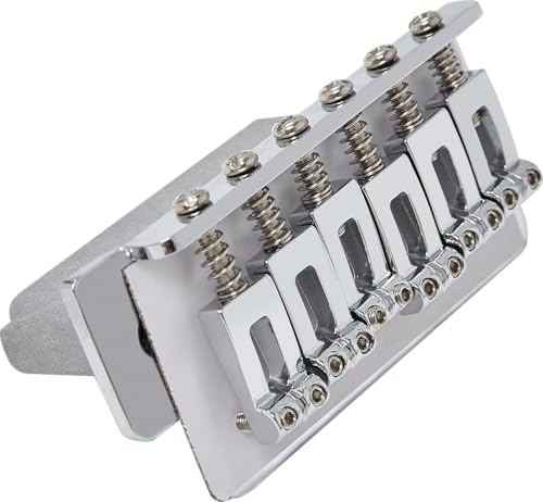 Pareschi 6-Screw Tremolo Bridge for Electric Guitar, Premium Steel Guitar Bridge Replacement Part with Chrome Steel Plate | Electric Guitar Parts, Strat Bridge, Guitar Parts