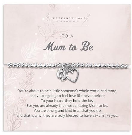Letterbox Love Mum to be Bracelet | Silver-Plated Heart & Baby Feet and Heart Charm Bracelet in Box |Thoughtful Gift for Expecting Mums | Gift for Mummy to be