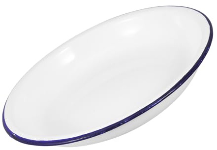 VALICLUD Deep Enamel Plate Easy to Clean and Versatile Use Vintage Style with Classic Enamel Look Sturdy Retro Charm Dinnerware for Serving Soups and Snacks for Kitchen and Dining